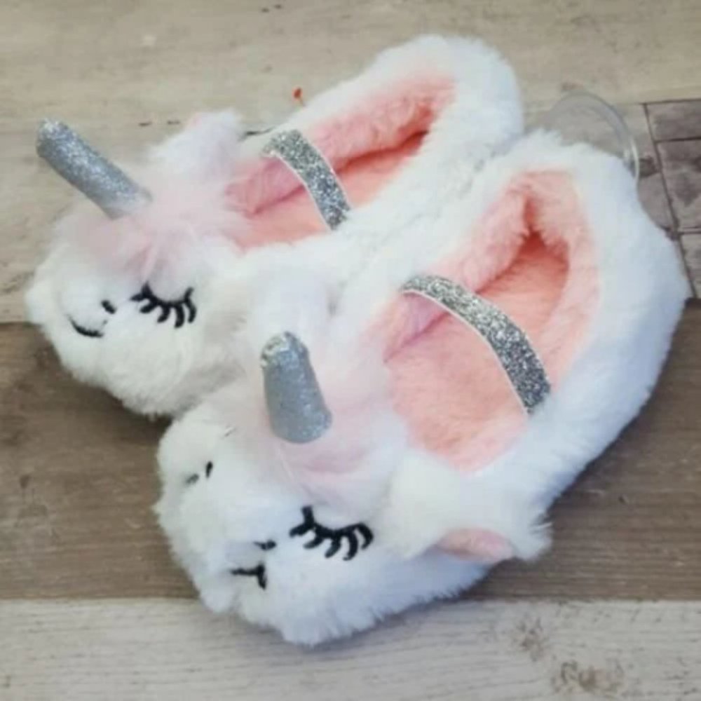 Cute fluffy comfy warm unicorns slippers - Picture 2 of 9